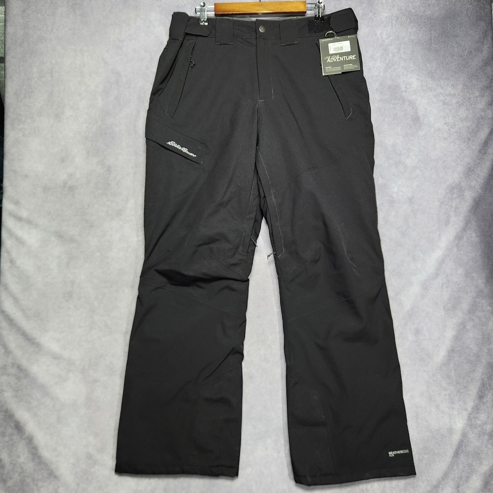 Eddie Bauer‎ Mens Large Black Weather Edge Plus Snow Ski Pants Adventure